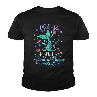 Pre Kinder Mermaid Where Adventure Begins Teacher Girls Kids Youth T-shirt - Seseable