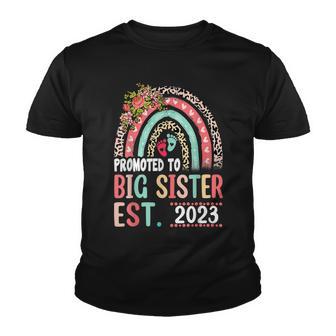Promoted To Big Sister Est 2023 Leopard Rainbow Mothers Day Youth T-shirt - Thegiftio UK