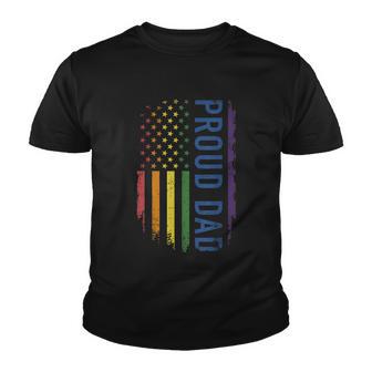 Proud Dad With Us Rainbow Flag For Pride Month Funny Family Gift Youth T-shirt - Monsterry