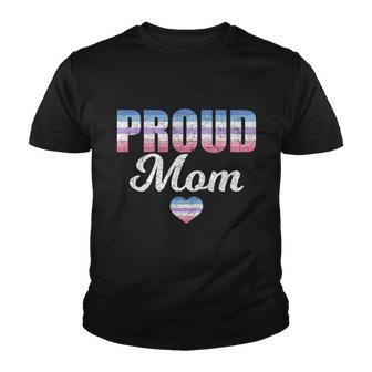 Proud Mom Bi Gender Flag Heart Mothers Day Lgbt Bigender Gift Youth T-shirt - Monsterry