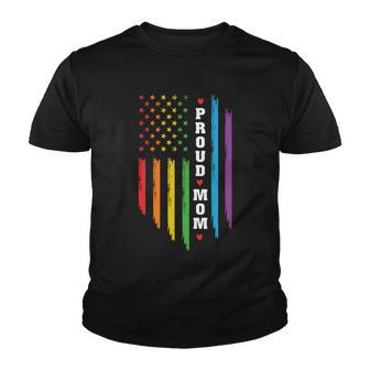 Proud Mom Rainbow Distressed Usa Pride Month Lgbt Youth T-shirt - Monsterry UK