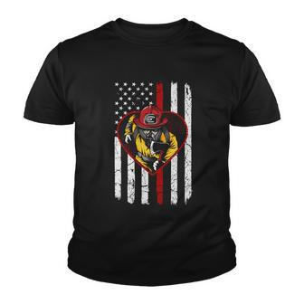 Proud To Be A Firefighter Usa American Flag Thin Red Line Youth T-shirt - Monsterry
