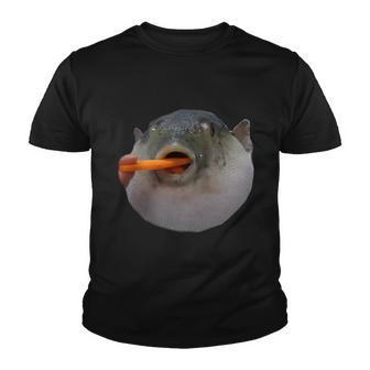Pufferfish Eating A Carrot Meme Funny Blowfish Dank Memes Gift Youth T-shirt - Monsterry