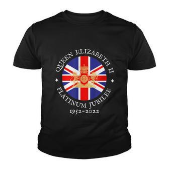 Queens Platinum Jubilee Royal Crest Uk Gb Union Jack Flag Youth T-shirt - Monsterry AU