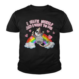 Rainbow Vintage I Hate Myself And I Want To Die Heart Youth T-shirt - Thegiftio UK