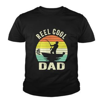 Reel Cool Dad Fathers Day Fisherman Funny Fishing Vintage Youth T-shirt - Monsterry