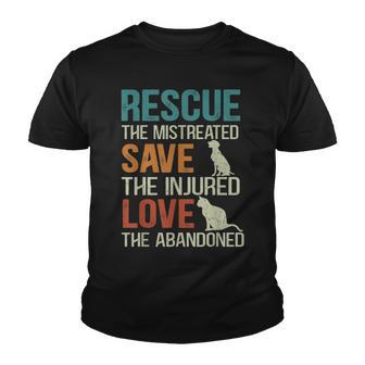 Rescue Save Love Cute Animal Rescue Dog Cat Lovers V2 Youth T-shirt - Thegiftio UK