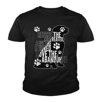 Rescue Save Love - Cute Animal Rescue Dog Cat Lovers Youth T-shirt - Seseable