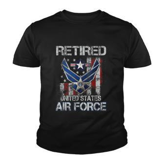 Retired Us Air Force Veteran Usaf Veteran Flag Vintage Tshirt Youth T-shirt - Monsterry