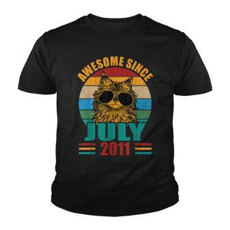 Retro Awesome Since July 2011 11Th Birthday 11 Years Old Youth T-shirt - Seseable