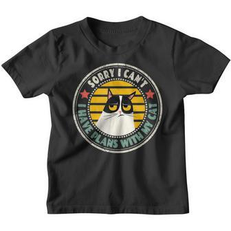 Retro Cat Im Sorry I Cant I Have Plans With My Cats Youth T-shirt - Thegiftio UK