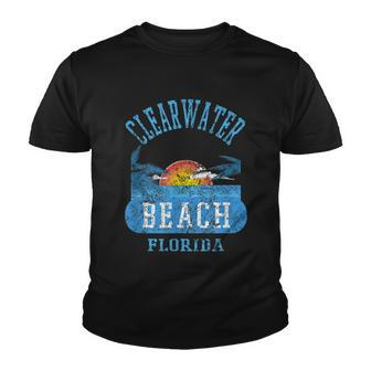 Retro Cool Clearwater Beach Fl Distressed Sunset Novelty Youth T-shirt - Thegiftio UK
