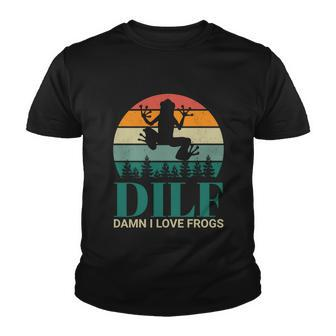 Retro Dilf Damn I Love Frogs Youth T-shirt - Monsterry