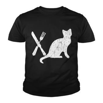 Retro Eat Pussy Funny Cat Spoon Tshirt Youth T-shirt - Monsterry UK