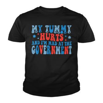 Retro Groovy My Tummy Hurts And Im Mad At Government Youth T-shirt - Thegiftio UK