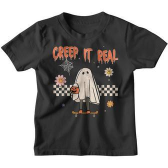 Retro Halloween Creep It Real Funny Ghost Vintage Halloween Youth T-shirt - Thegiftio UK