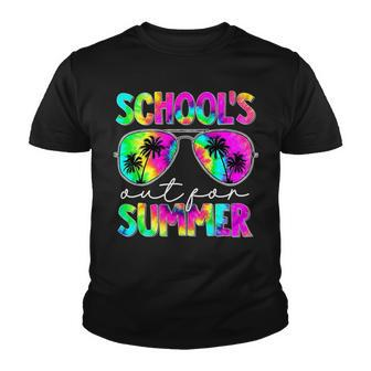 Retro Last Day School Schools Out For Summer Teacher Tie Dye V2 Youth T-shirt - Seseable