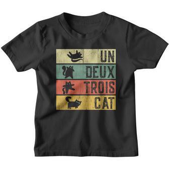 Retro Un Deux Trois Cat Meowy French Funny Cat Youth T-shirt - Thegiftio UK