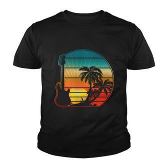 Retro Vintage Guitar Sunset Sunrise Island Youth T-shirt - Monsterry