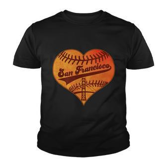 Retro Vintage San Francisco Baseball Heart Youth T-shirt - Monsterry