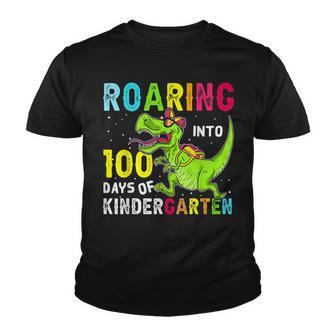 Roaring Into 100 Days Kindergarten Youth T-shirt - Thegiftio UK