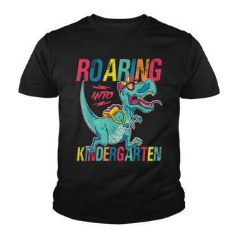 Roaring Into Kindergarten Dinosaur Back To School Youth T-shirt - Thegiftio UK