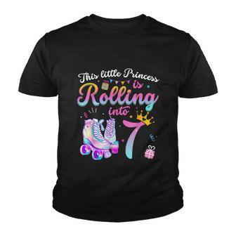 Roller Skate 7Th Birthday Shirt 7 Year Old Girl Party Outfit Youth T-shirt - Monsterry DE
