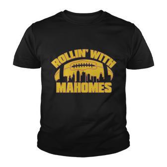 Rollin With Mahomes Kansas City Skyline Youth T-shirt - Monsterry UK