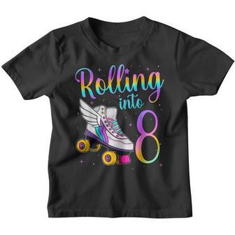Rolling Into 8 Years Lets Roll Im Turning 8 Roller Skates Youth T-shirt - Thegiftio UK