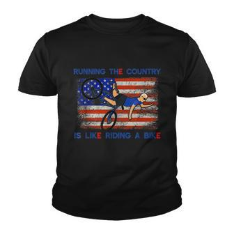 Running The Country Is Like Riding A Bike Biden Falls Off Youth T-shirt - Monsterry