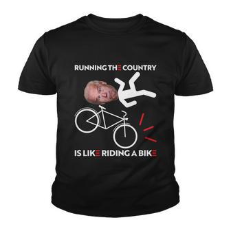 Running The Country Is Like Riding A Bike Funny Biden Meme Youth T-shirt - Monsterry