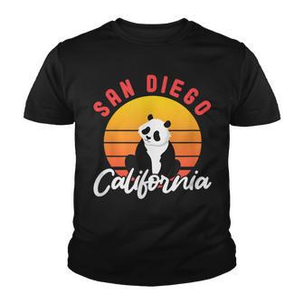 San Diego California Panda Bear Sunset Retro Youth T-shirt - Thegiftio UK