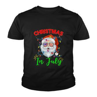 Santa Hat Sunglasses Usa Flag Christmas In July Youth T-shirt - Monsterry DE