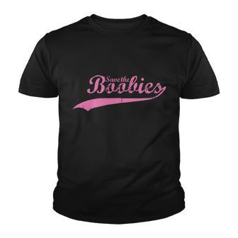 Save The Boobies Retro Breast Cancer Tshirt Youth T-shirt - Monsterry