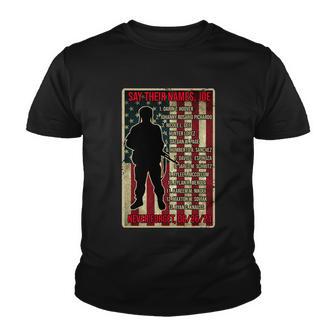 Say Their Names Joe Of 13 Fallen Soldiers Tribute Youth T-shirt - Thegiftio UK