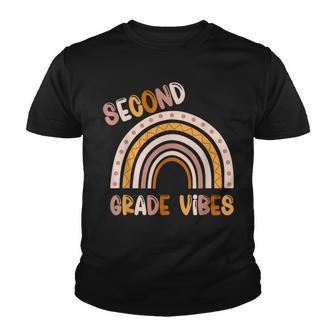 Second Grade Vibes Boho Rainbow 2Nd Teacher Back To School Youth T-shirt - Thegiftio UK