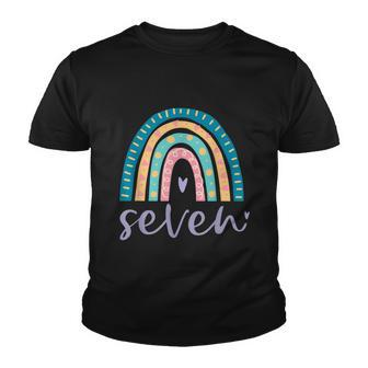 Seven Year Old Rainbow Birthday Gifts For Girls 7Th Bday Youth T-shirt - Monsterry CA