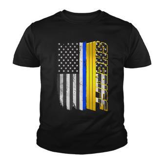 Sheriff Blue Thin Line Police Flag Youth T-shirt - Monsterry DE