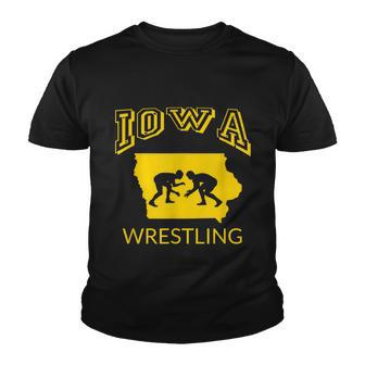 Silhouette Iowa Wrestling Team Wrestler The Hawkeye State Tshirt Youth T-shirt - Monsterry