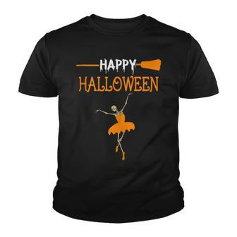 Skeleton Dancing Ballet To Happy Halloween Cute Youth T-shirt - Seseable