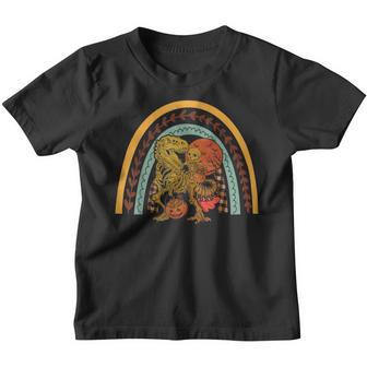 Skeleton Dinosaur T Rex Boys Halloween Rainbow Mummy Pumpkin V22 Youth T-shirt - Thegiftio UK