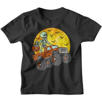Skeleton Monster Truck Moon Candy Toddler Boys Halloween Kid Youth T-shirt - Thegiftio UK