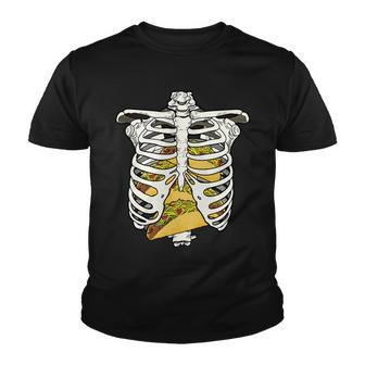 Skeleton Rib Cage Filled With Tacos Tshirt Youth T-shirt - Monsterry