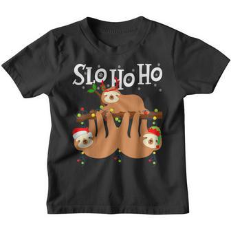 Slo Ho Ho Merry Slothmas Christmas Sloth Lover Lights Gifts Youth T-shirt - Thegiftio UK