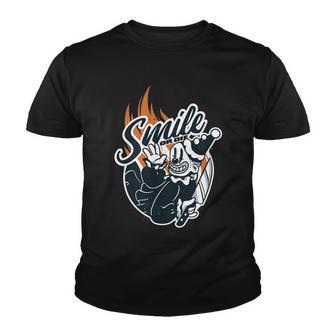 Smile Or Die Scary Clown Halloween Youth T-shirt - Monsterry CA