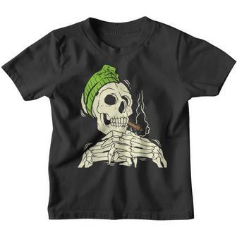 Smoking Skeleton Joint Weed Pot Cannabis Halloween Youth T-shirt - Thegiftio UK