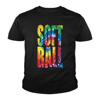 Softball Retro Tie Dye Youth T-shirt - Monsterry