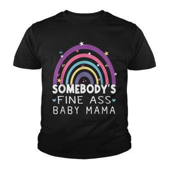 Somebodys Fine Ass Baby Mama Rainbow Funny Saying Youth T-shirt - Thegiftio UK