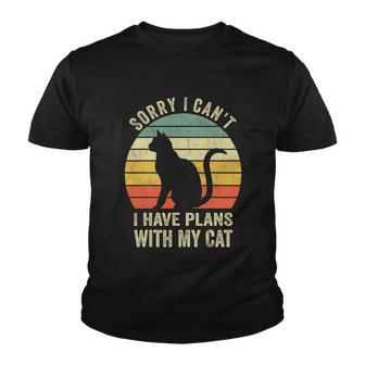 Sorry I Cant I Have Plans With My Cat Funny Cat Lovers Youth T-shirt - Thegiftio UK