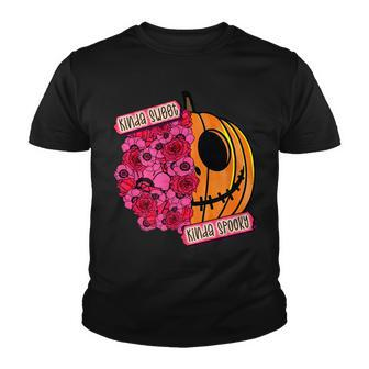 Sorta Sweet Sorta Spooky Funny Halloween Women Girls Pumpkin V2 Youth T-shirt - Seseable